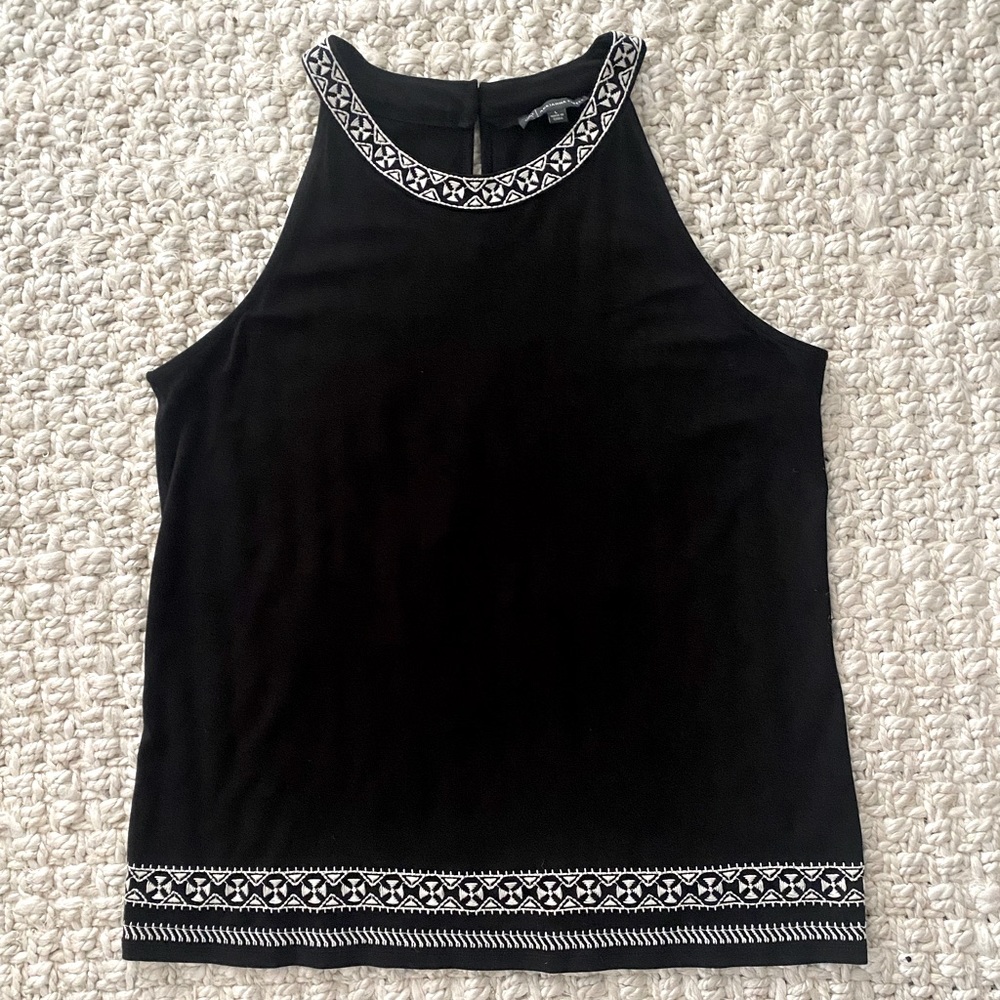 Adrianna Papell Black Tunic Top Size Large